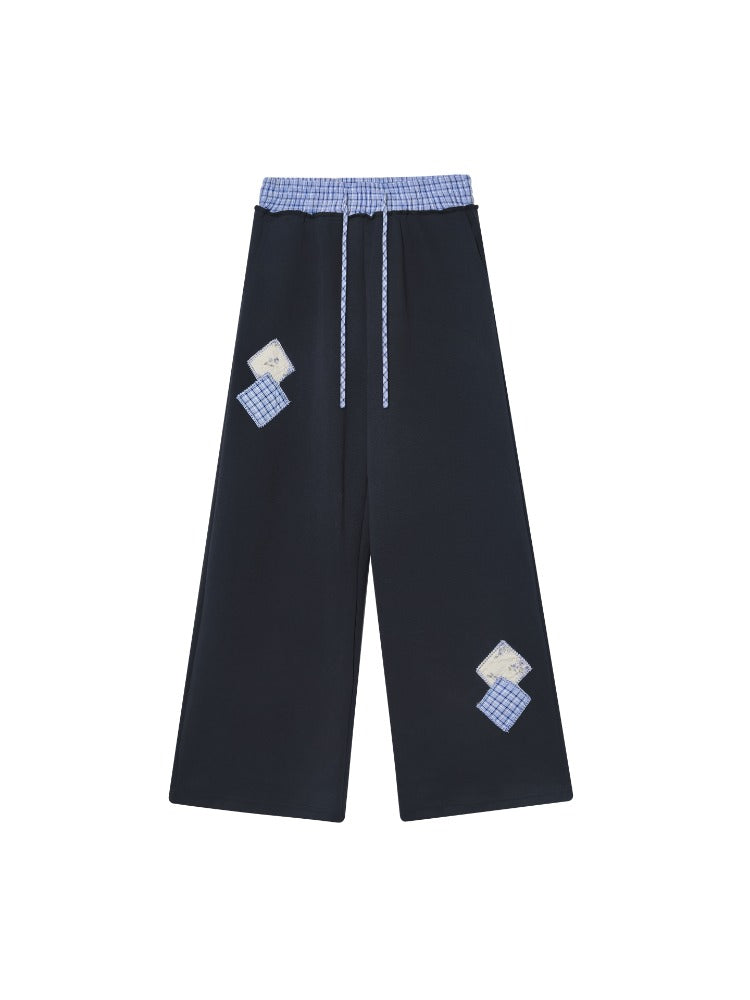 Plaid Patchwork Sweatshirt &amp; Sweatpants Set