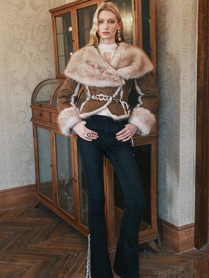 Mishka Faux Shearling Suede Cropped Jacket