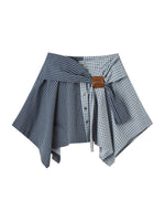 Vintage Plaid Asymmetric Skirt