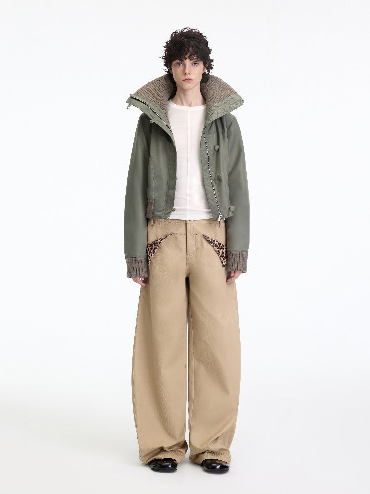 Khaki Leopard Pocket Pants