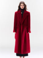 Hokkaido Wool-Blend Belted Lapel Long Coat