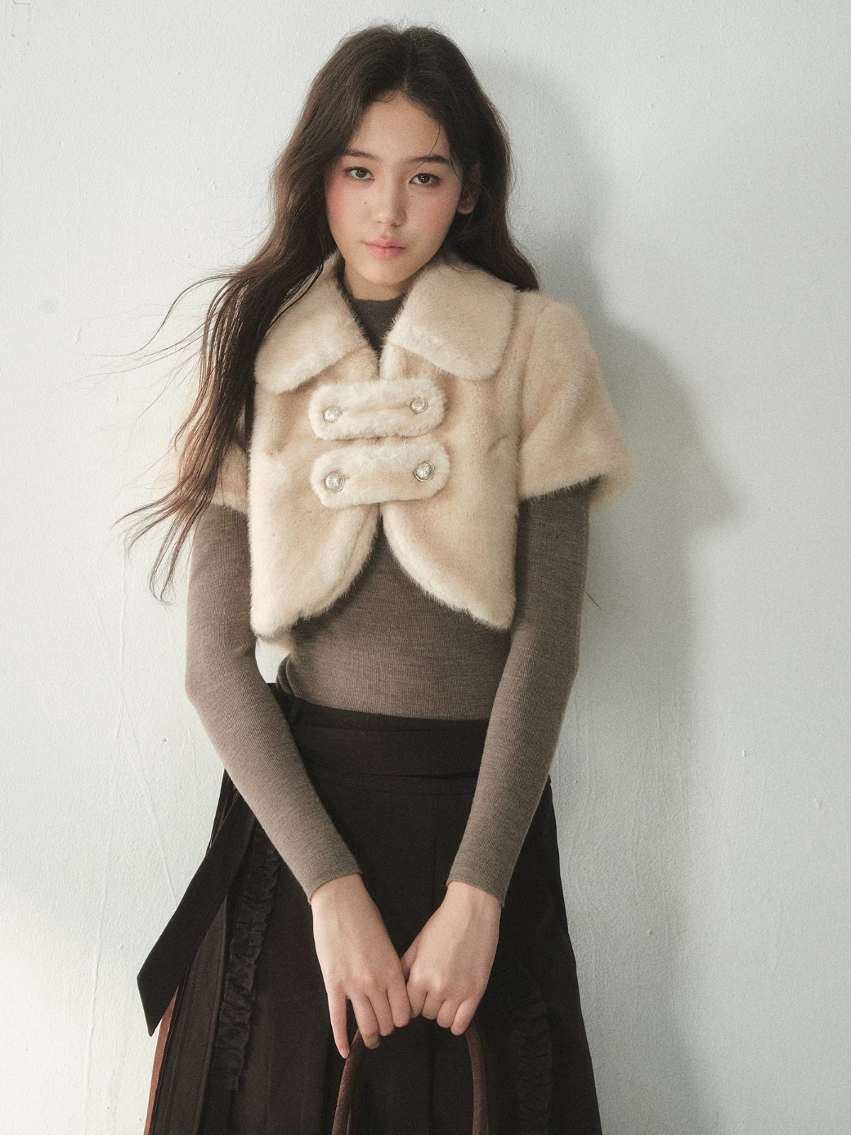 Double-Breasted Faux Fur Jacket