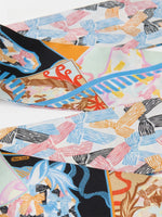 Vintage Double Print Silk Ribbon Scarf