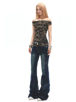 Camo Off-Shoulder Tank Top