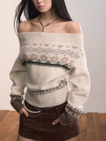 Fair Isle Color-Blocked Wool Blend Knit Top