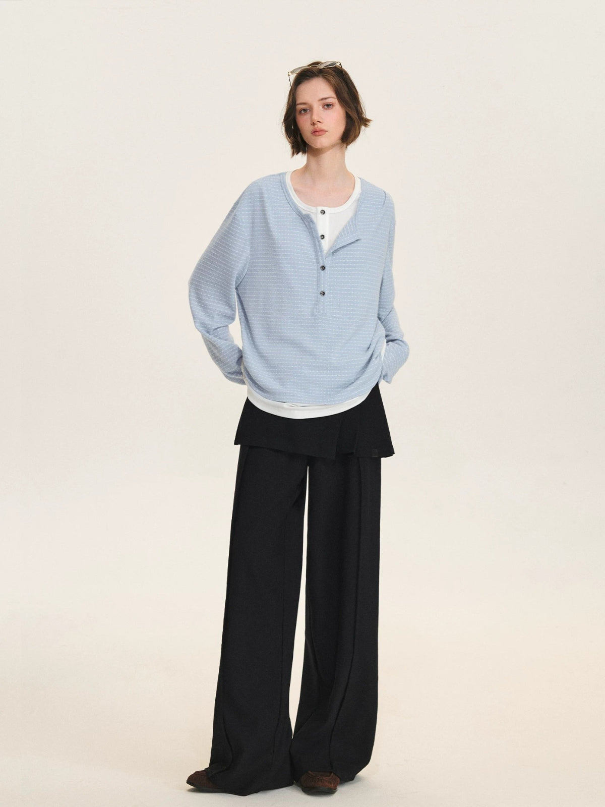 Detachable Overlay Wide Leg Pants