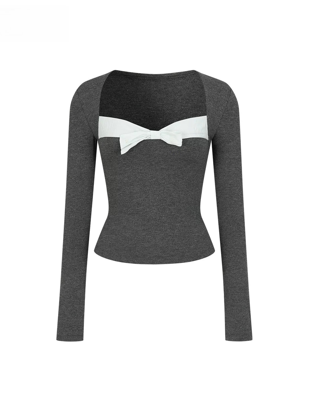 Gray Bow Accent Top