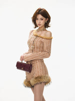 Tweed Trim Asymmetric Jacket & Shorts Set