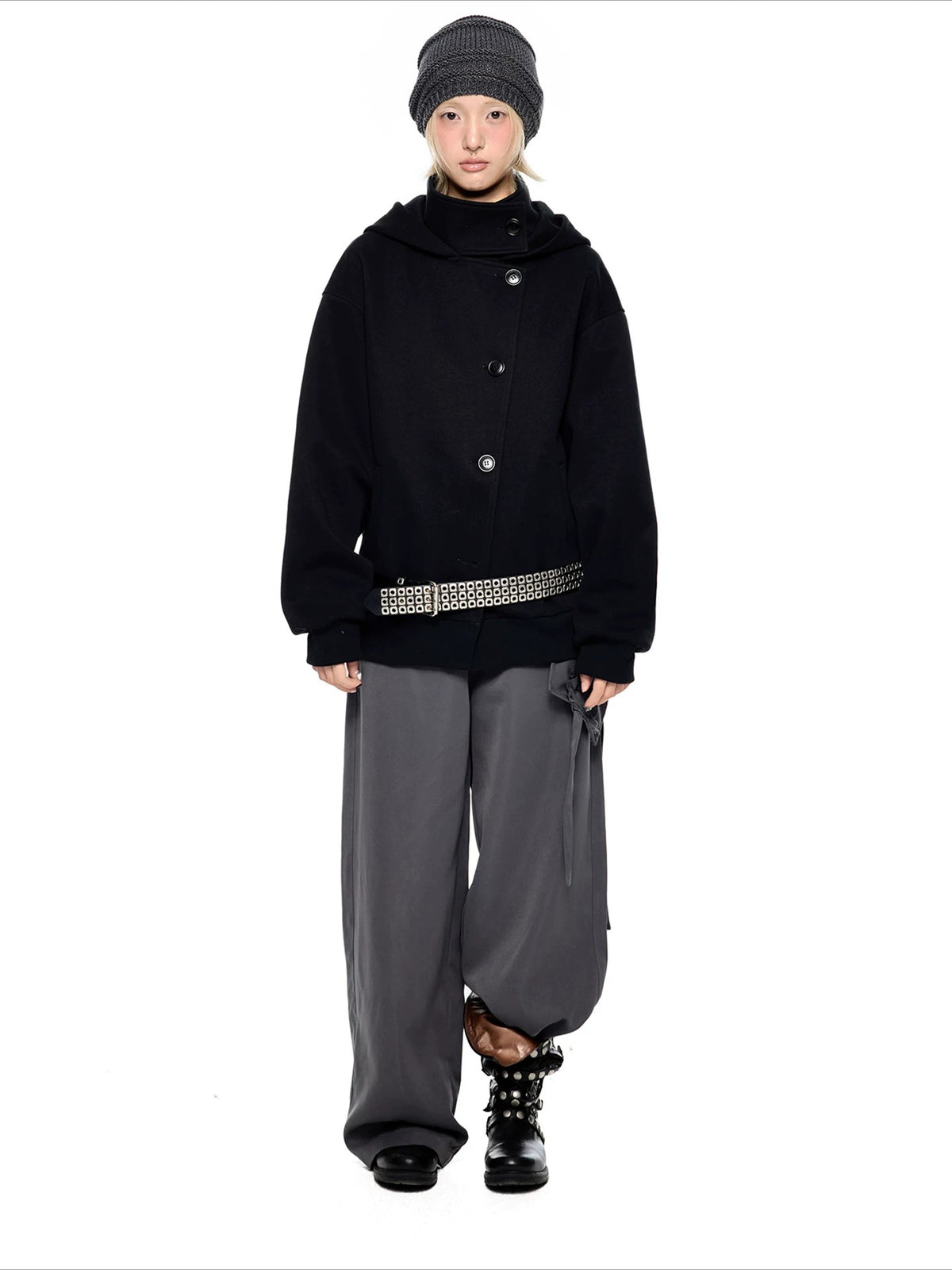 Hooded Wool Blend Jacket
