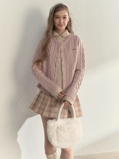 “Pine Dusk” Wool-Blend Doll Collar Knit Sweater
