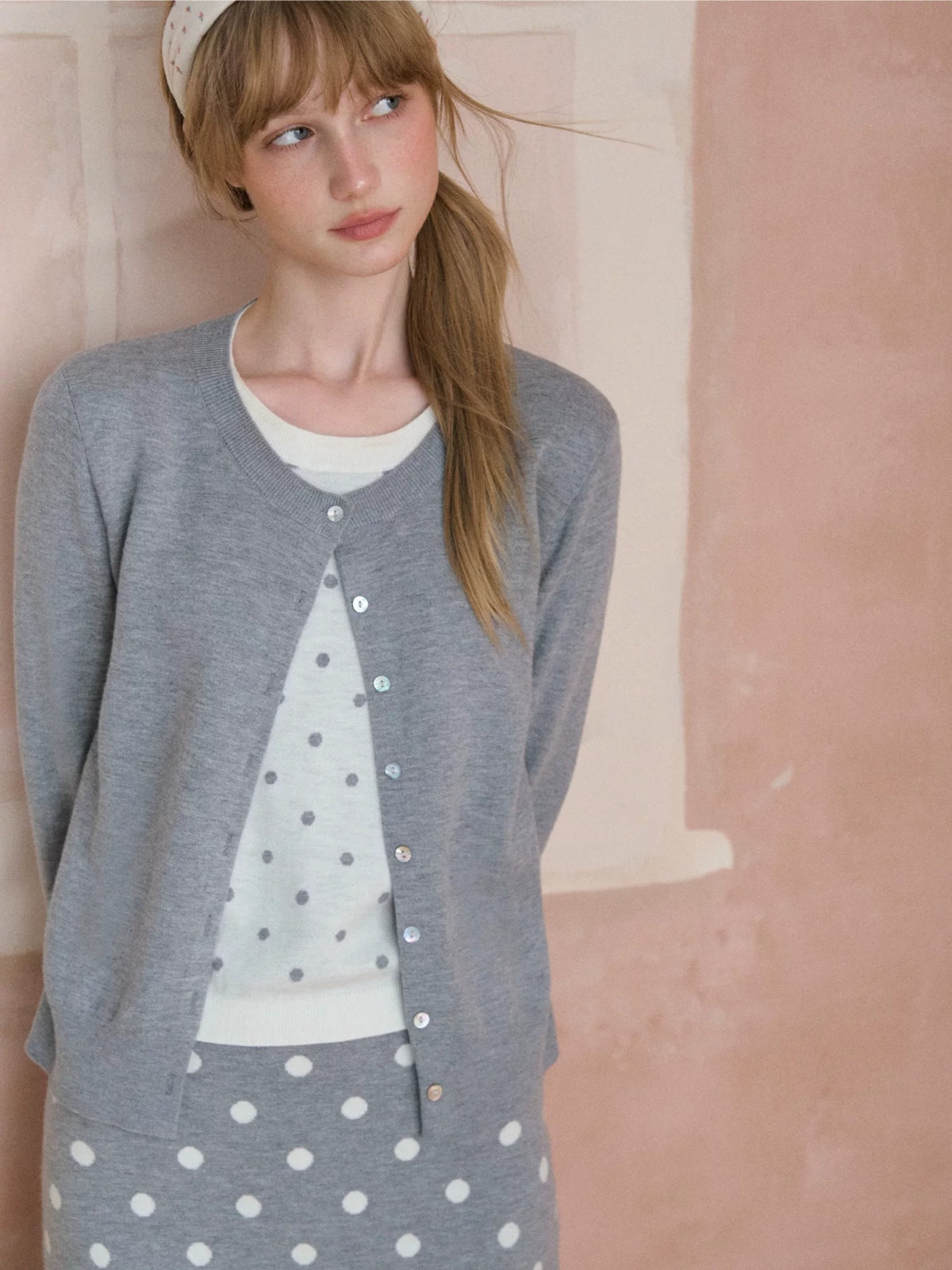 Polka Dot Knit Two-Piece Set