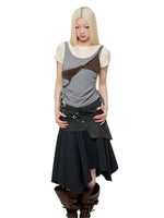 Korean Lace Trim Drawstring T-Shirt