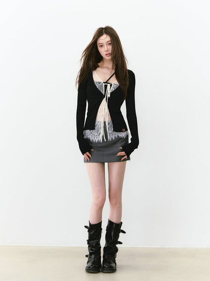 Lace Spliced Sun Protection Knitted Cardigan