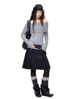 Pleated A-Line Midi Skirt