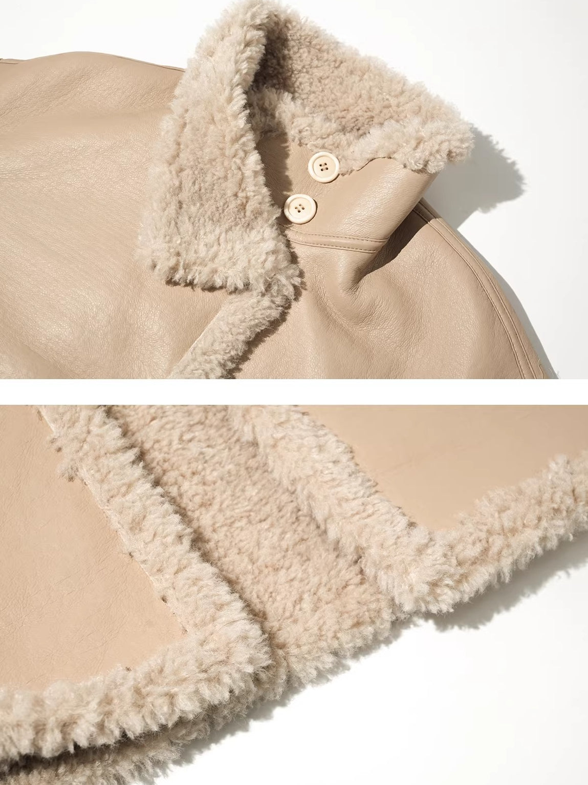 Two-Way Reversible Shearling Wool Coat
