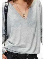 Oversized V-Neck Long Sleeve Tee