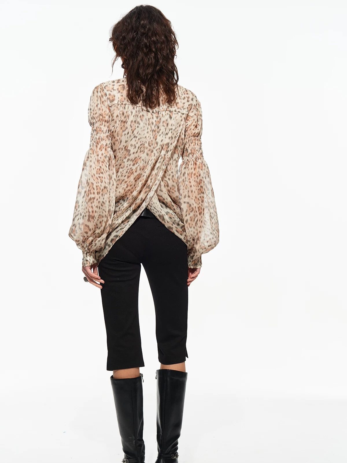 Draped Chiffon V Blouse