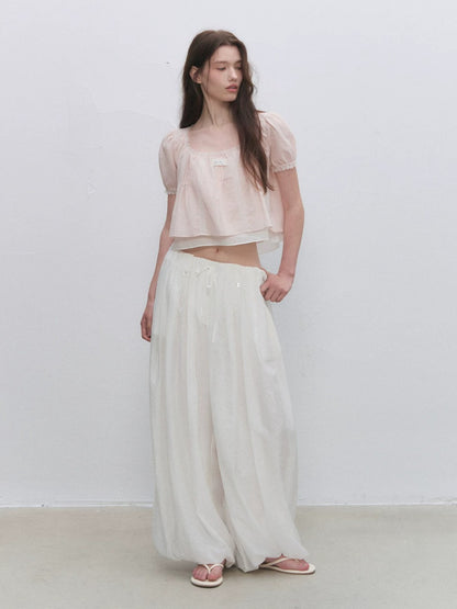 Square Neck Lace Crop Top