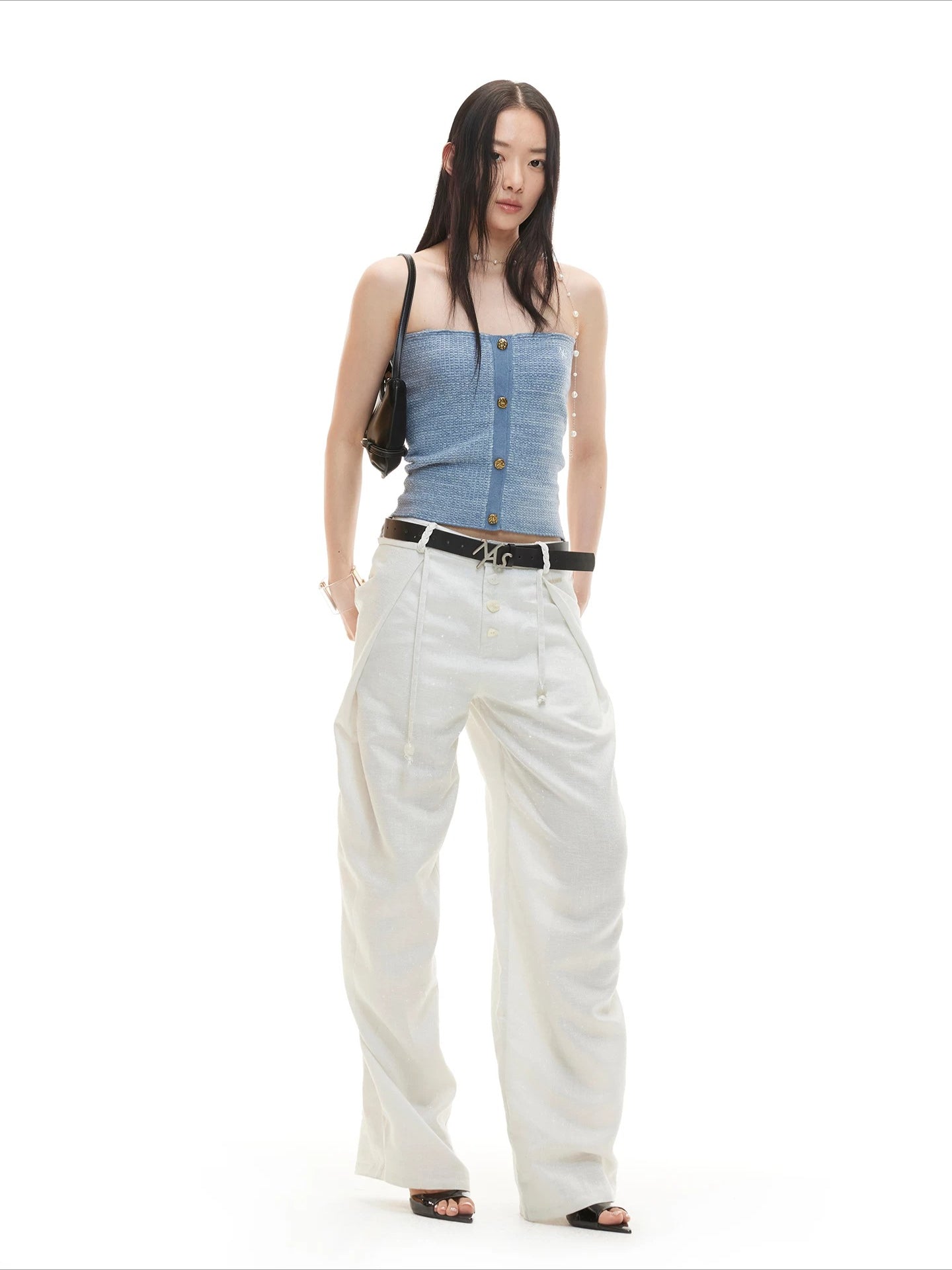 White Linen Wide Pants
