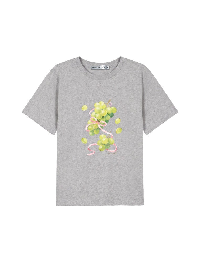 Grape Print Crewneck T-Shirt