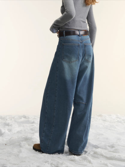 Fleece-Lined Curved-Leg Jeans