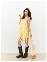 Beaded Flowing A-line Acetate Dress
