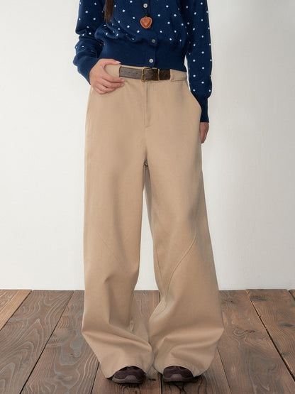 Khaki Wide-Leg Trousers