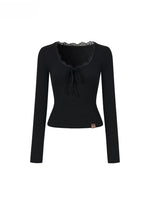 Lace Tie Knit Top