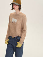 Wool Blend Sheep Embroidered Sweater