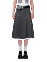 Black & Gray Pleated Midi Skirt