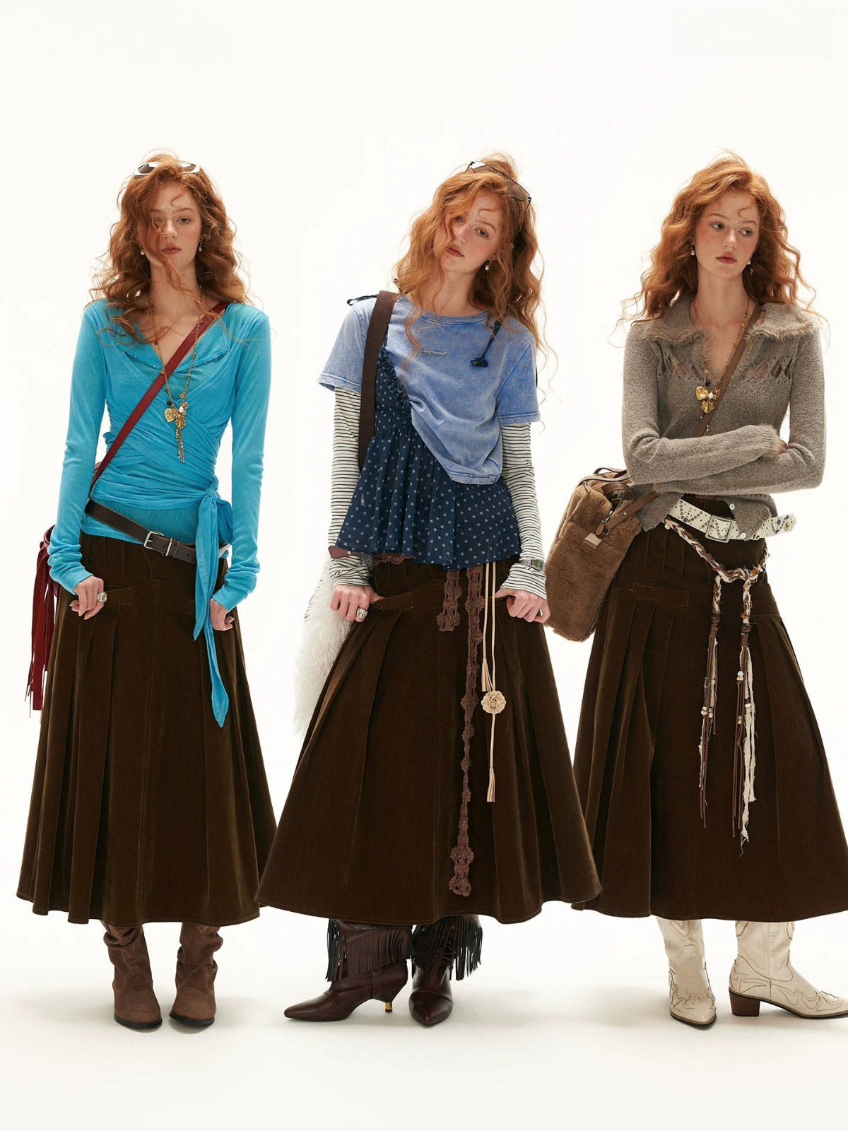 Vintage Velvet A Line Maxi Skirt