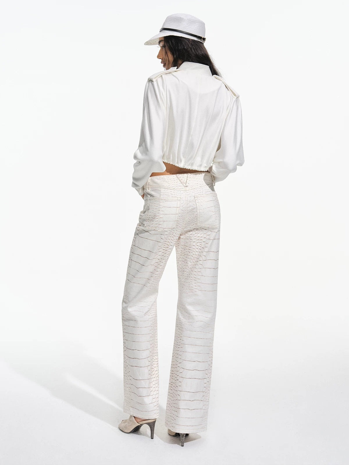 Snake Print Flare Cargo Pants