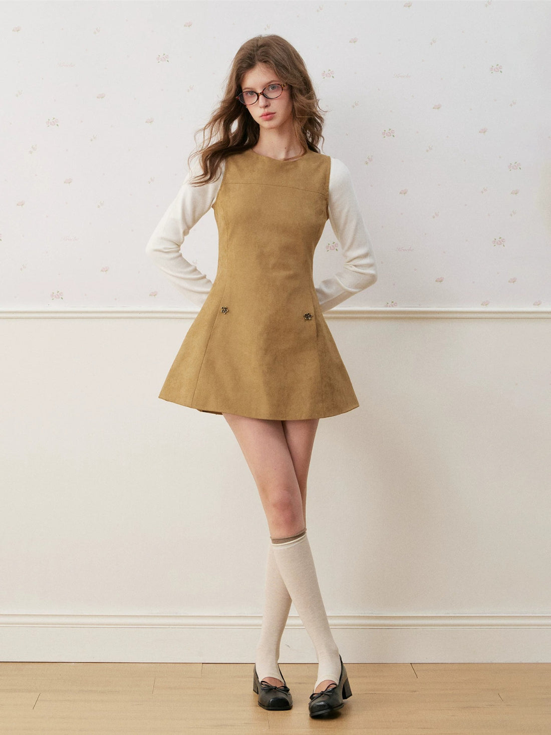Suede A-Line Mini Dress