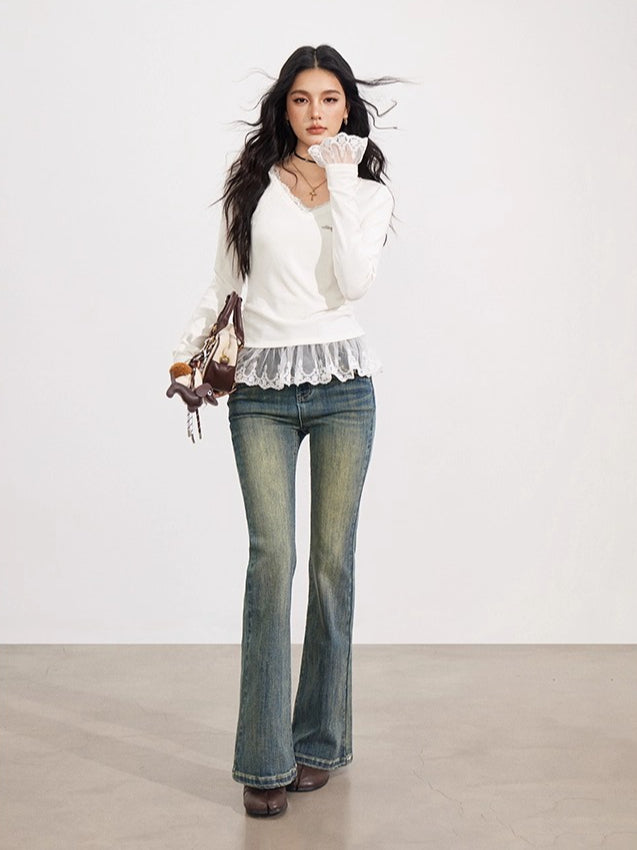 Off-white Lace V-Neck T-shirt