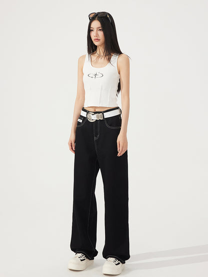 Waist-Cinching U-Neck Star Versatile Tank Top