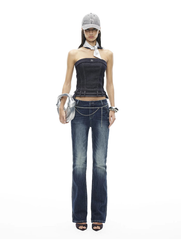 "White" Straight Denim Jeans