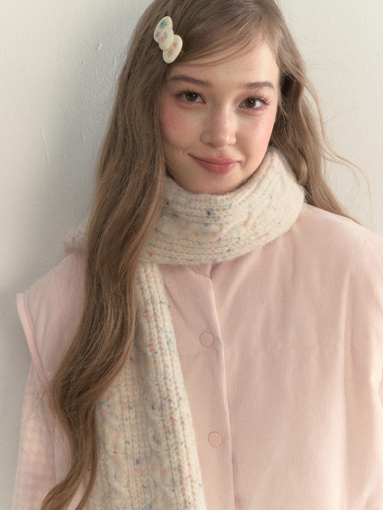 Speckled Cable Wool Scarf