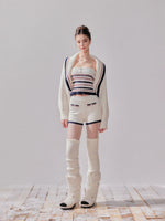 Striped Oversized Collar Knit Cardigan and Pants Set