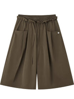 Relaxed Waist Wide-Leg Cropped Pants