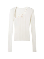 Polar Wool Blend Ribbed Knit V-neck