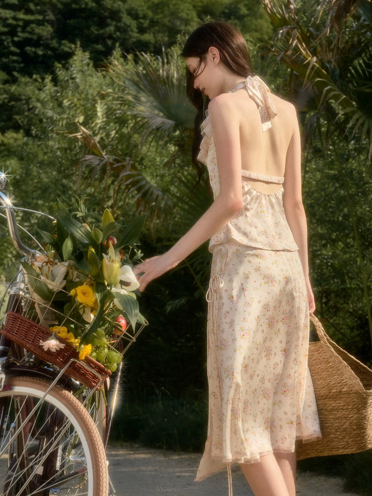 Floral Halter Top &amp; Skirt Set