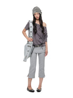 Off Shoulder Drawstring Loose T-Shirt