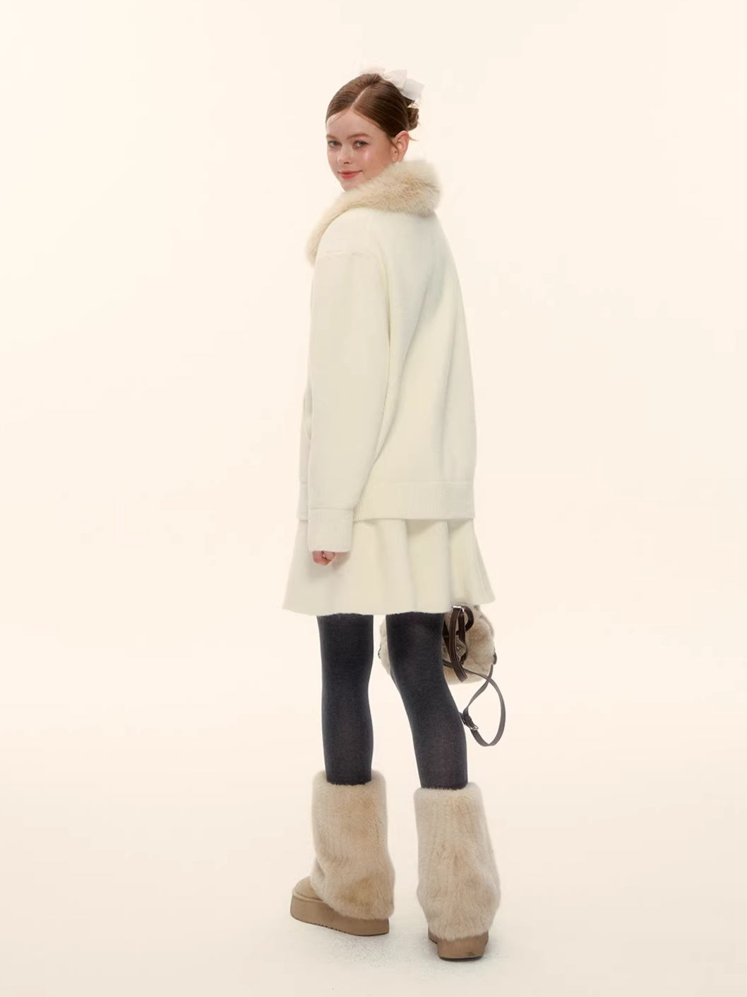 Wool-Blend Zip-Up Knit Jacket Set