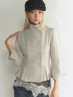 Vintage Stand Collar Peplum Jacket