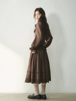 Vintage Ruffle Lace Shirt & Skirt Set