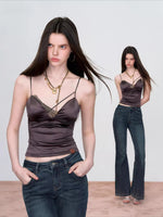 Lace Panel Satin Cami Top