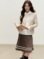 Peter Pan Collar Layered Knit Cardigan