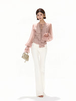 White Low-Waist Flare Pants