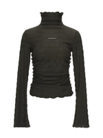 Textured High-Neck Slim Knit Top