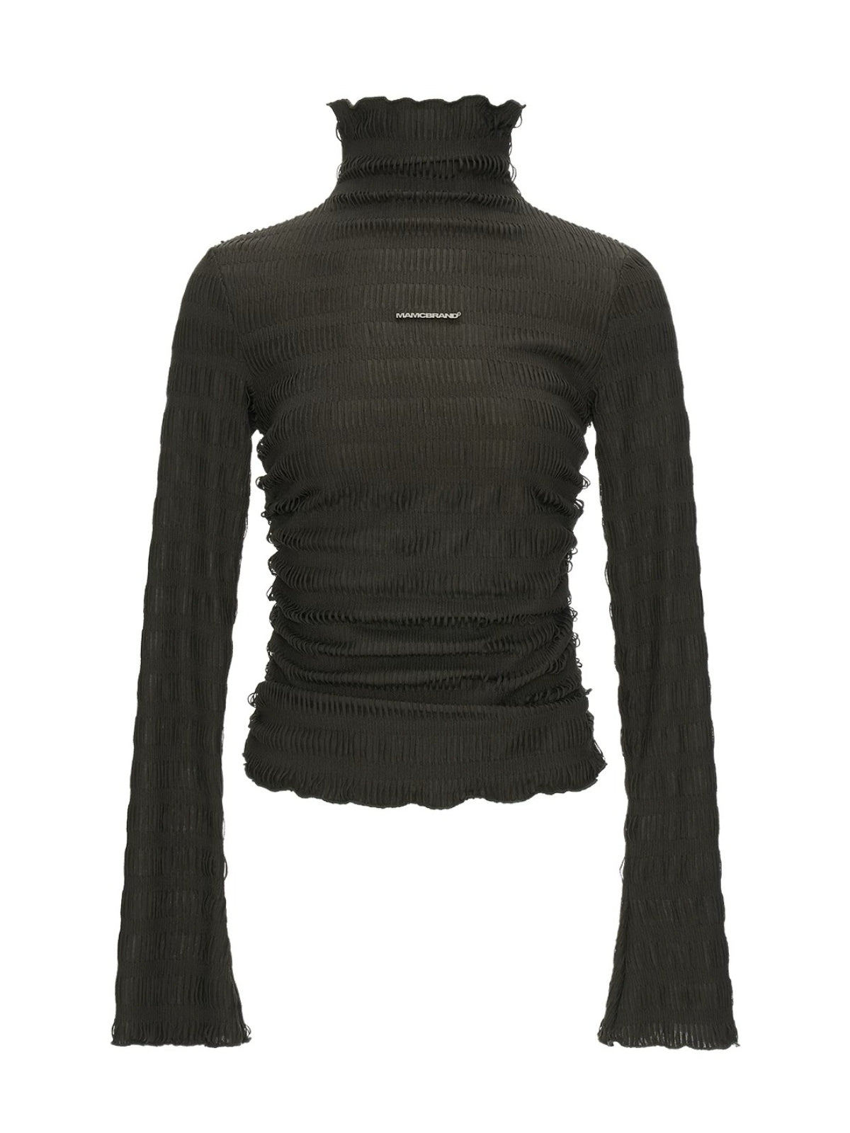 Textured High-Neck Slim Knit Top